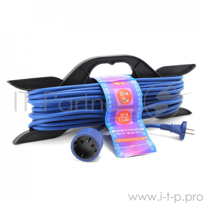 Шнур-удлинитель Power Cube, морозостойкий, на рамке, 6 А, 2*0,75, 10 м