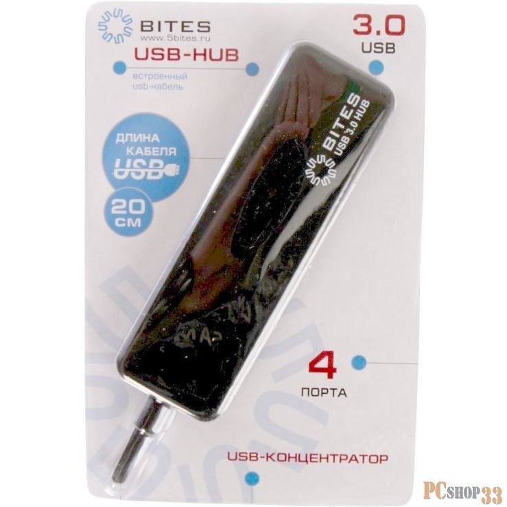 USB-концентраторы 5bites HB34-310BK Концентратор 4*USB3.0 / USB PLUG / BLACK