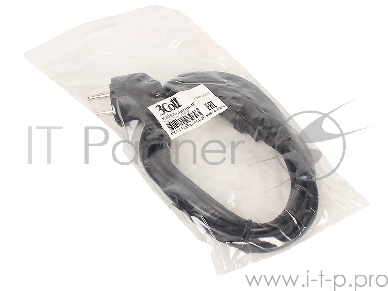 Кабель питания 3Cott 3C-PC-C13-EU3P, 1.8м, с евро-вилкой с заземлением для системного блока, 10A