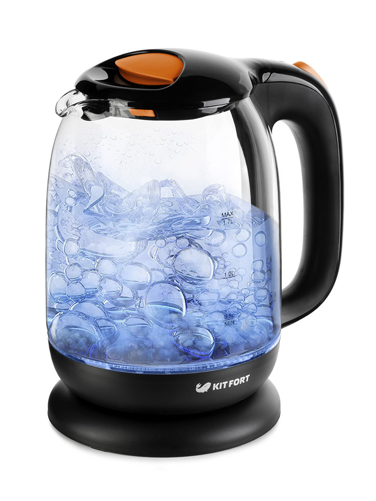 Чайник электрический Kitfort КТ-625-3 черный/оранжевый