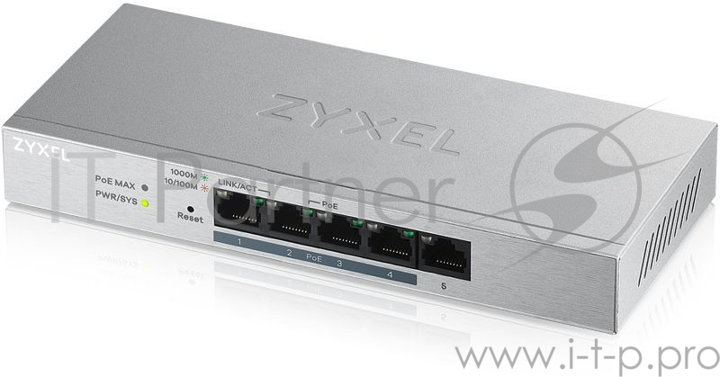 Коммутатор Zyxel GS1200-5HPv2-EU0101F 5G 4PoE+ 60W управляемый
