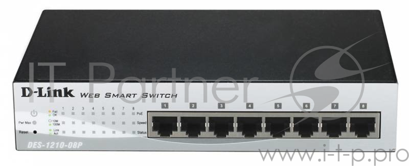 Коммутатор D-Link DES-1210-08P/C1A настраиваемый настольный 8x10/100BASE-TX