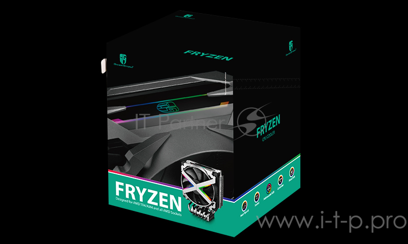 Кулер DEEPCOOL FRYZEN TR4/AM4/AM3+/AM3/AM2+/AM2/FM2+ (4шт/кор, TDP 250W, PWM, RGB Lighting, 6 Heatpipe, Copper Base) RET