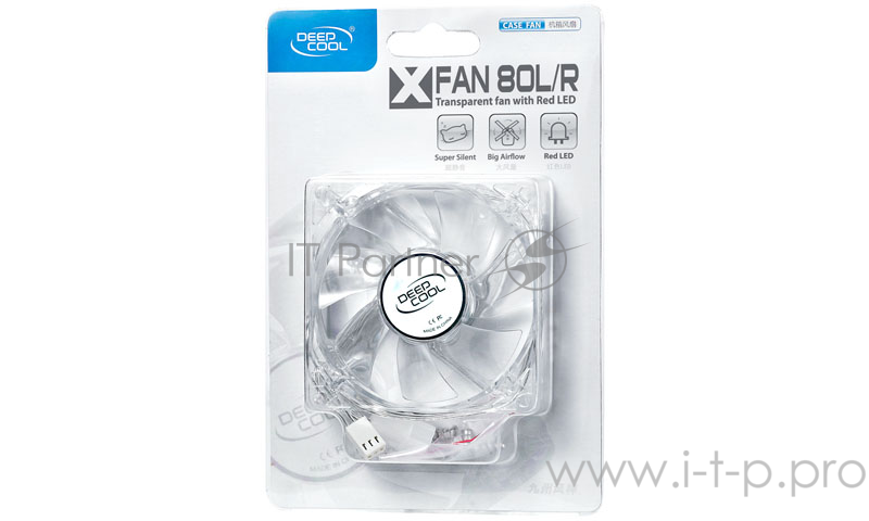 Вентилятор Deepcool XFAN 80L/R 80x80 3-pin 20dB 60gr LED Ret