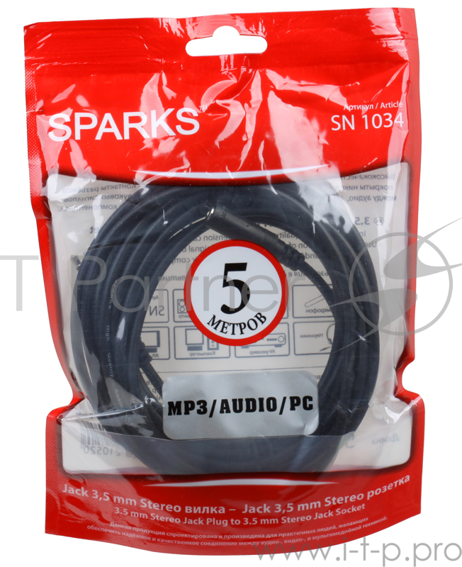 Кабель удлинитель Audio Jack 3.5M/3.5F Belsis Sparks SNBL 1034 5m