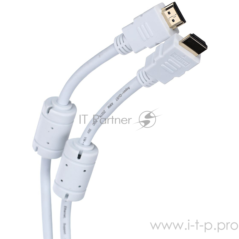 Кабель HDMI 19M/M ver 2.0, 5М, 2 фильтра, белый Aopen ACG711DW-5M