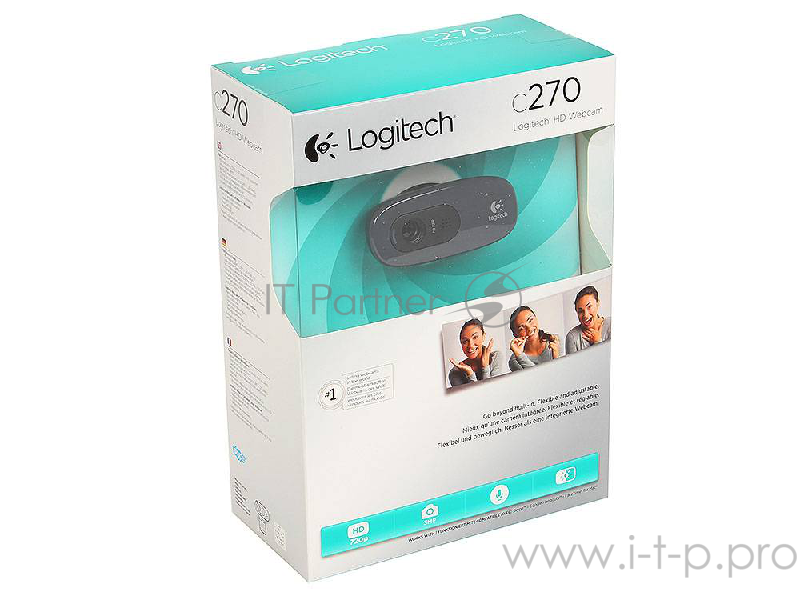 Веб-камера Logitech WebCam C270 HD черный USB2.0 1280x720 микрофон