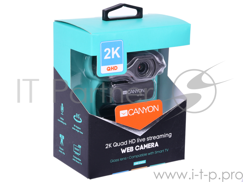 Веб-камера CANYON CNS-CWC6 3.2 МП, 2K Quad HD, USB 2.0, крепление для штатива, автофокус, микрофон с