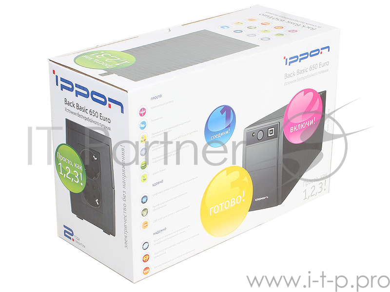 ИБП Ippon Back Basic EURO 650 650VA/360W RJ-11,USB (2 EURO)