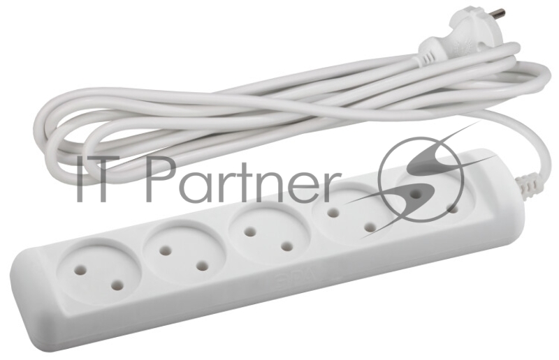 ЭРА Удлинители бытовые, Сетевые фильтры ЭРА Б0028365 Удлинитель U-5-5m-2x1 без заземления 5 гнезд 5 м {полипропилен, 2х1 мм2}