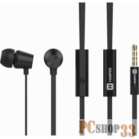 Наушники HARPER HV-505 black {Чувствительность: 92dB±3dB Сопротивление: 16?±15% Частотный диапазон: 20-20000Hz Длина кабеля: 1.2m}