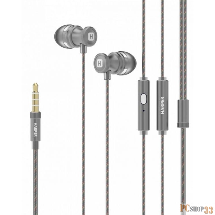 Наушники HARPER HV-806 GREY {Чувствительность: 102±3 дБ/В ,20 Гц~20 кГц, Сопротивление: 32 Ом}