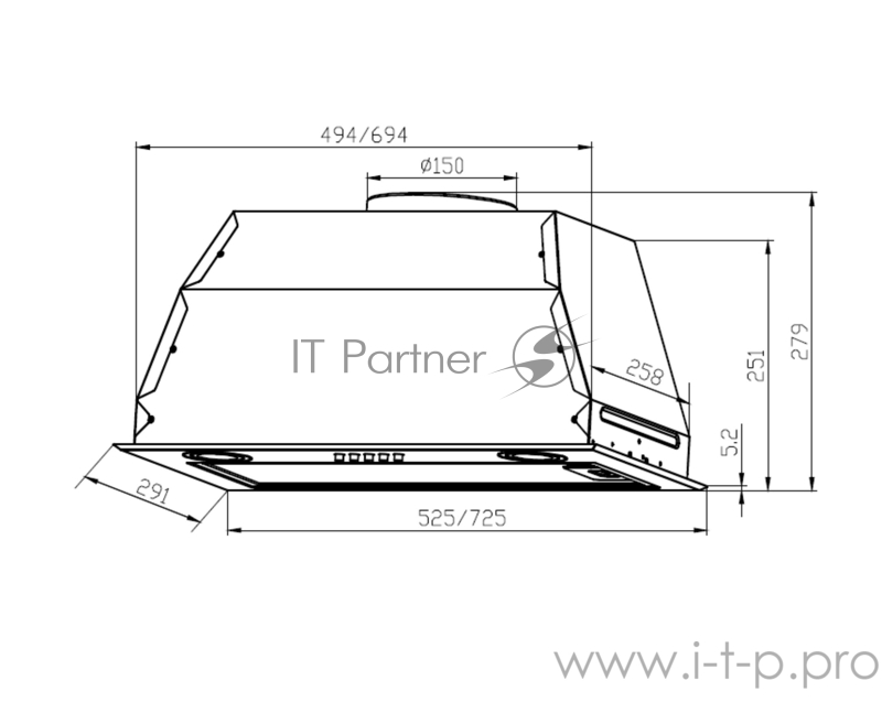 Вытяжка встраиваемая Lex GS Bloc P 900 нержавеющая сталь управление: кнопочное (1 мотор)