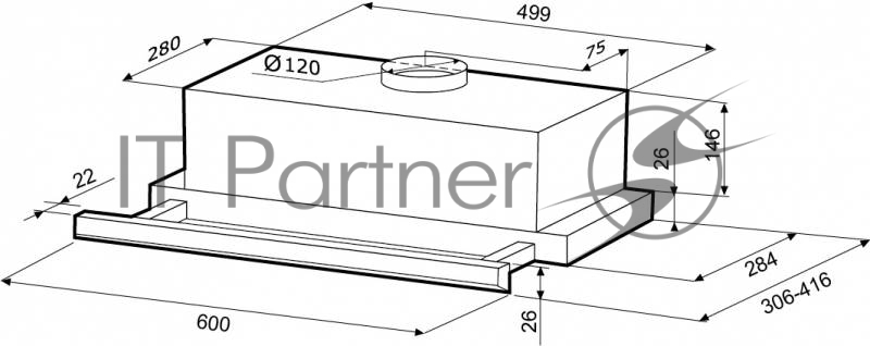 Вытяжка встраиваемая Krona Kamilla 600 slim белый управление: кнопочное (2 мотора)