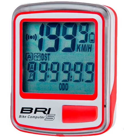 Велокомпьютер BRI-5, 5 функций Бело-красный