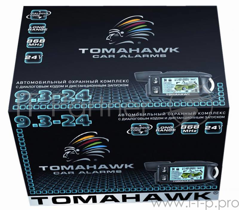 Автосигнализация Tomahawk 9.3-24V с обратной связью + дистанционный запуск брелок с ЖК дисплеем