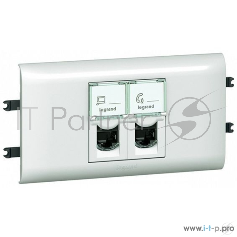 Модуль розетки компьютерной Legrand 078673 2XRJ45, кат.5е, FTP, 2М, с рамкой и суппортом (в короб с