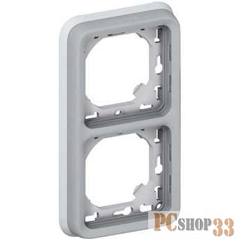 Розетки, выключатели и аксессуары Legrand 069685 Суппорт с рамкой для встроенного монтажа - Программа Plexo - серый - 2 поста - вертикальная установка