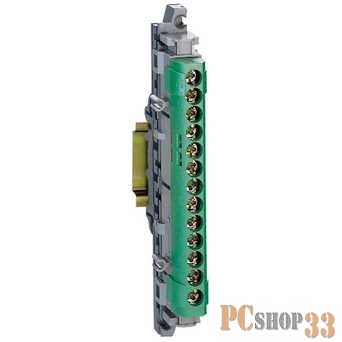 Сумки и ящики для инструментов Legrand 004834 Клеммная колодка IP 2X - земля - зеленая - 1 x 6-25 мм- 12 x 1,5-16 мм- длина 113 мм