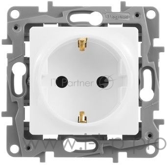 Розетки, выключатели и аксессуары Legrand 672222 Розетка 2К+З со шторками - немецкий стандарт - 16 А - 250 В~ - Etika - белый