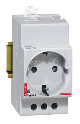 004285 Legrand Розетка на DIN-pейку 2K+Т немецкий стандарт 10/16А