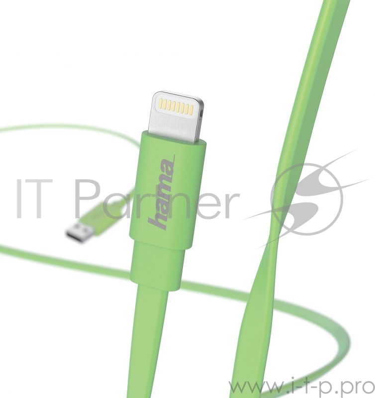 Кабель Hama Flat 00173647 Lightning (m) USB A (m) 1.2м зеленый плоский