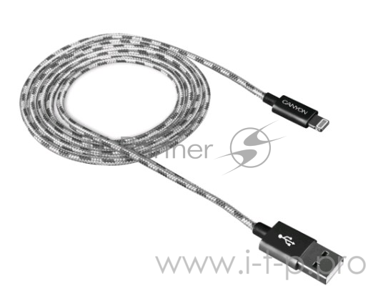 Кабель CANYON для устройств Apple Lightning CNE-CFI3DG 1.0м, серый