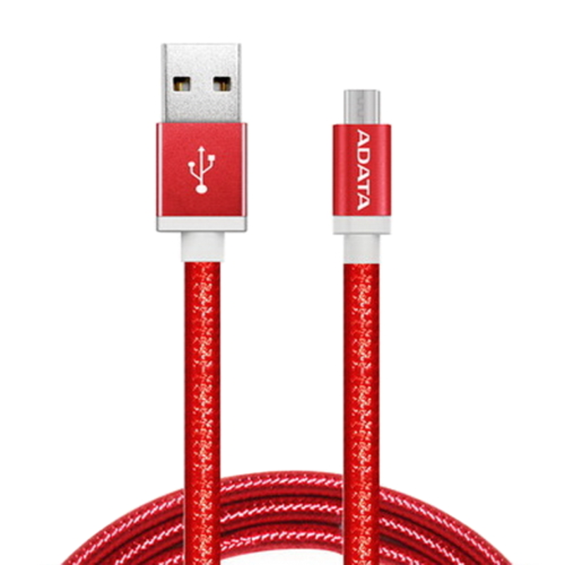 Кабель A-DATA microUSB-USB для зарядки и синхронизации 1м, металлический, Red
