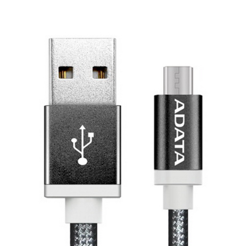 Кабель A-DATA microUSB-USB для зарядки и синхронизации 1м, металлический, Black