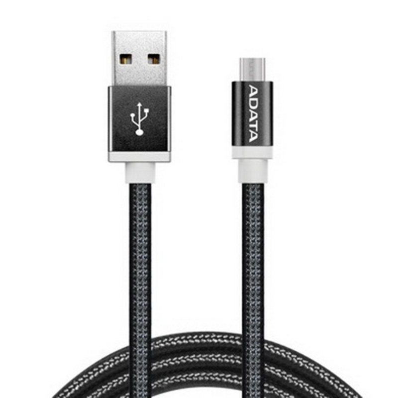 Кабель A-DATA microUSB-USB для зарядки и синхронизации 1м, металлический, Black