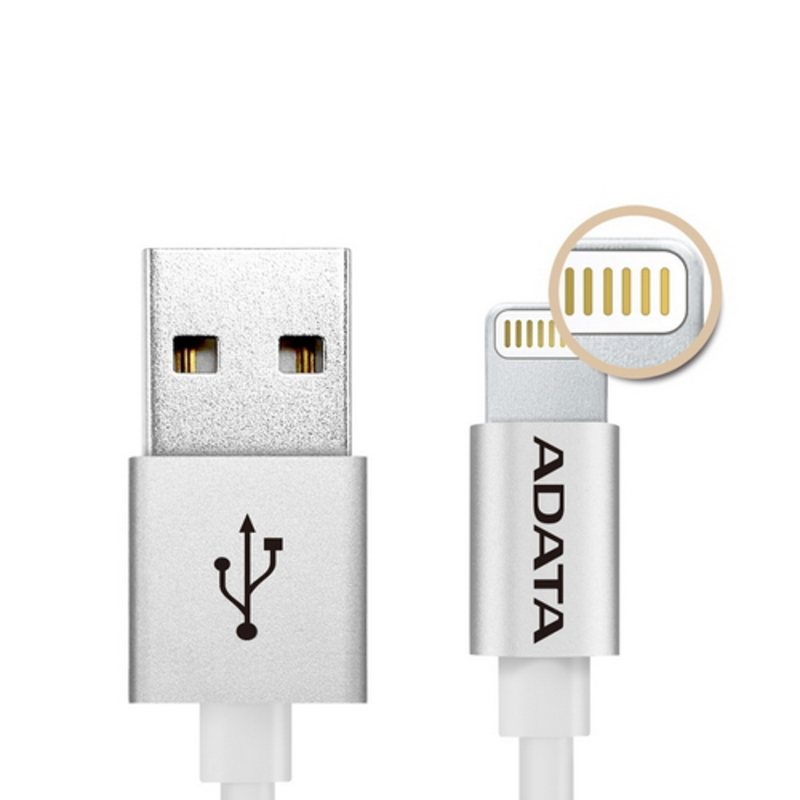 Кабель A-DATA Lightning-USB для зарядки и синхронизации iPhone, iPad, iPod (сертиф. Apple) 1м, метал