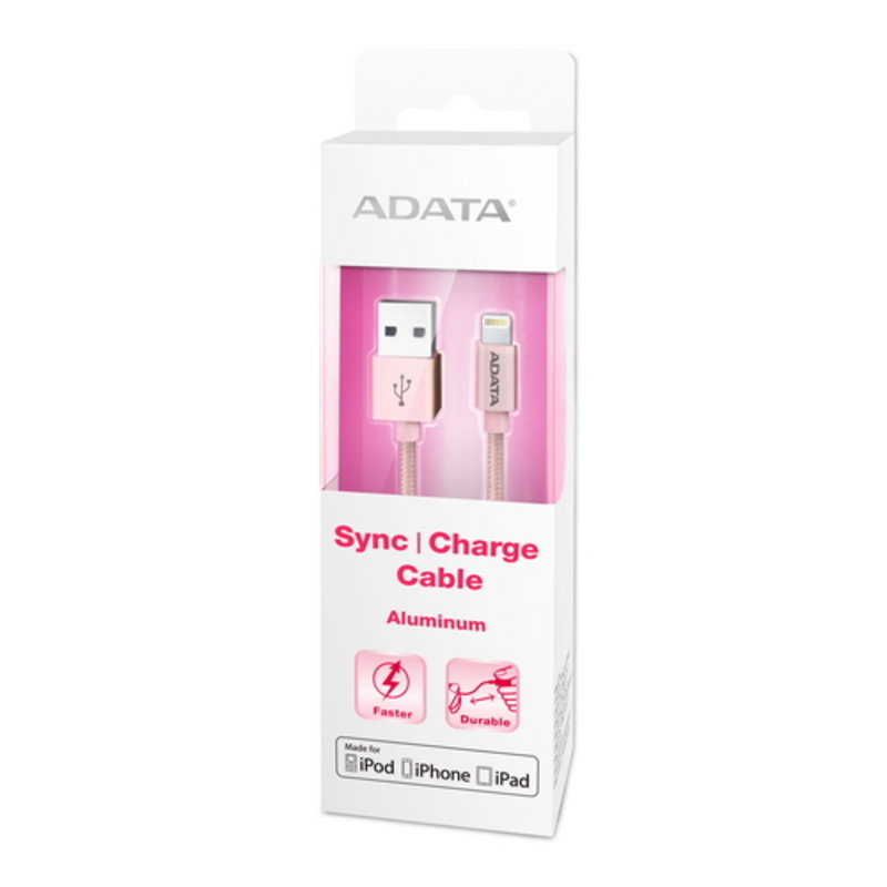 Кабель A-DATA Lightning-USB для зарядки и синхронизации iPhone, iPad, iPod (сертиф. Apple) 1м, метал