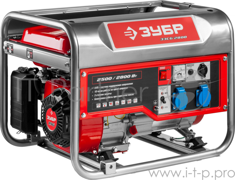 Бензоэлектростнция ЗУБР ЗЭСБ-2800-Э 220/12В 2800/2500Вт 4ткт ручной, электр пуск