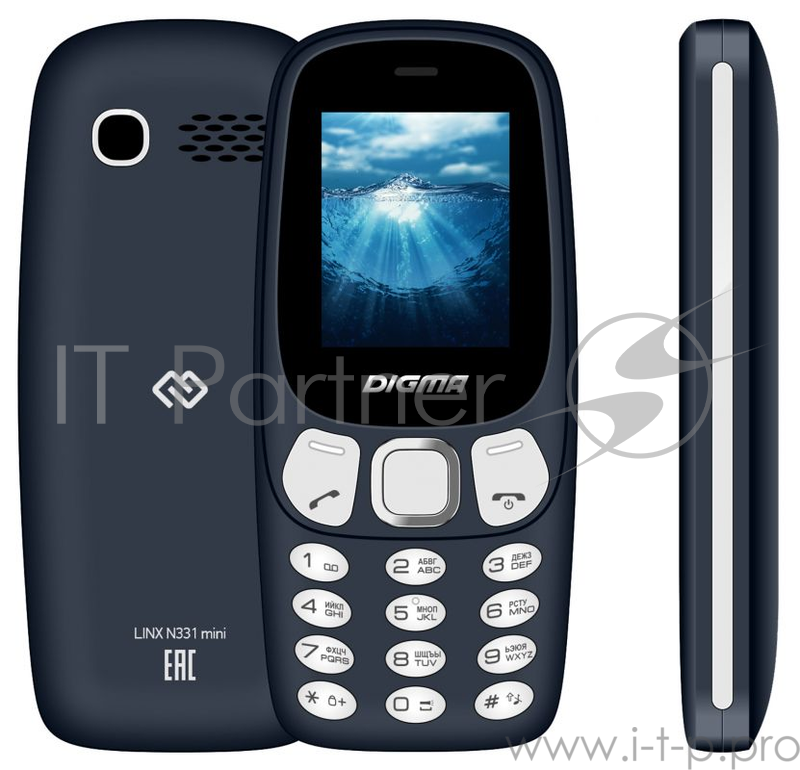 Мобильный телефон Digma Linx N331 mini 2G темно-синий моноблок 2Sim 1.77