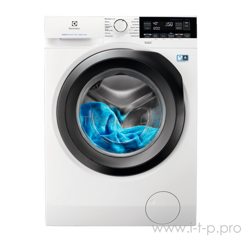 Стиральная машина с сушкой ELECTROLUX EW7WR361S / Фронтальная загрузка серия PC700, стирка 10 кг / сушка 6 кг, отжим 1600 об/мин, классы A/A, глубина 60 см, средний ЖК дисплей, инверторный двигатель, конденсационная сушка, разглаживание и освежение б