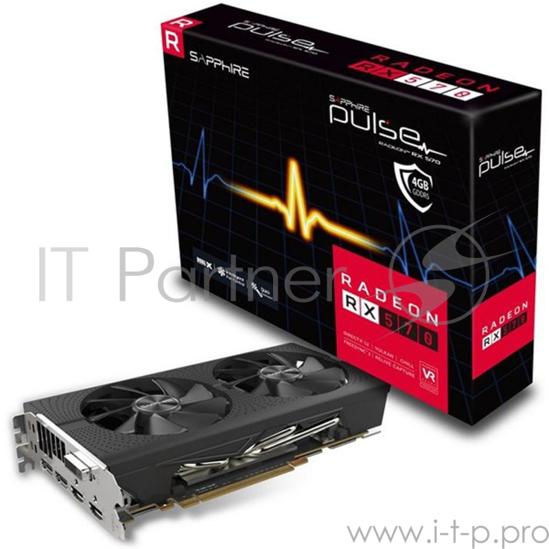 Видеокарта PULSE RADEON RX 570 4G GDDR5 DUAL HDMI / DVI-D / DUAL DP OC W/BP (UEFI), RTL {10} (11266-04-20G)