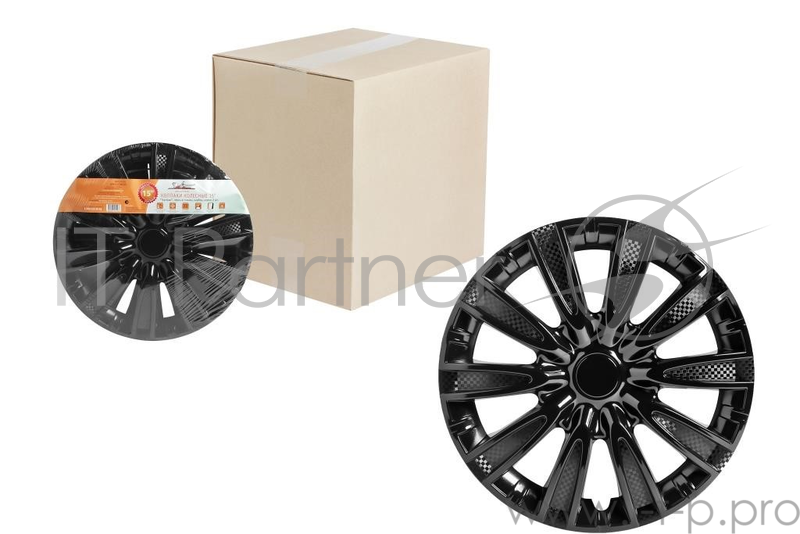 Колпаки на колёса AIRLINE AWCC-15-09 15'' ''торнадо'' черный глянец карбон компл. 2шт.
