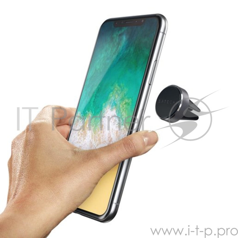 Автомобильный держатель Satechi Aluminum Vent Magnet Mount для смартфонов. Материал пластикметалл. Цвет серый космос.