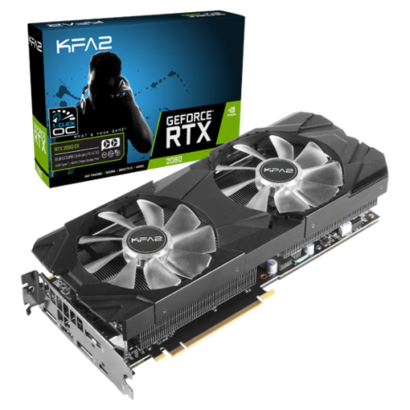 RTX2080 EX - 1 click OC PCI-E 8GB GDDR6 256BIT W/DP/DP/HDMI/DP/USB-C/Cooling Fan , RTL {10} (132396)