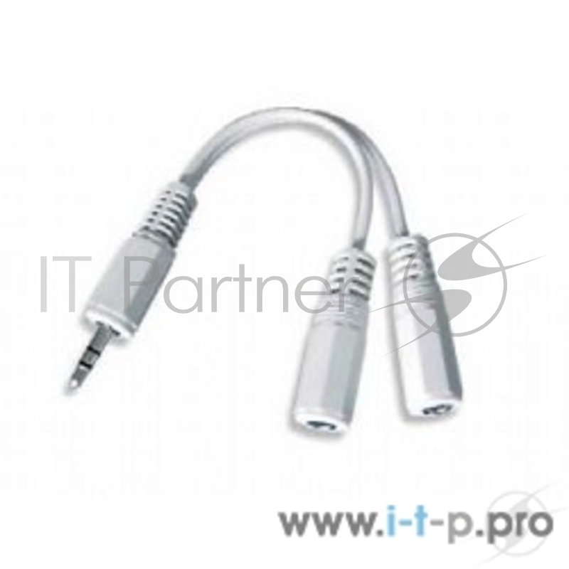 Кабель-переходник аудио 3.5мм стерео-> 2x3.5мм (F) Gembird Cablexpert CCA-415W (0.1м)