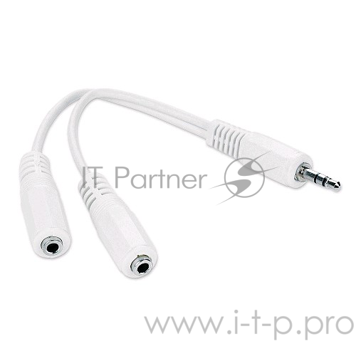 Кабель-переходник аудио 3.5мм стерео-> 2x3.5мм (F) Gembird Cablexpert CCA-415W (0.1м)