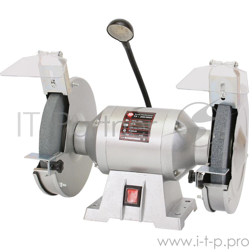 Электрическое точило КАЛИБР ТЭ-200/480л Лампа. Шлифовальный круг 200х20 мм. 300 Вт