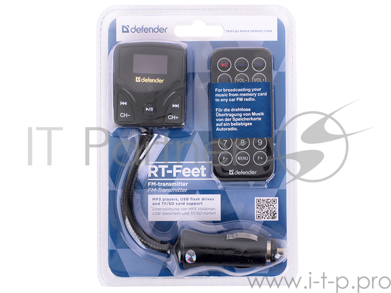 Колонки Defender FM-трансмиттер RT-Feet Пульт ДУ, крепление на штанге 83552