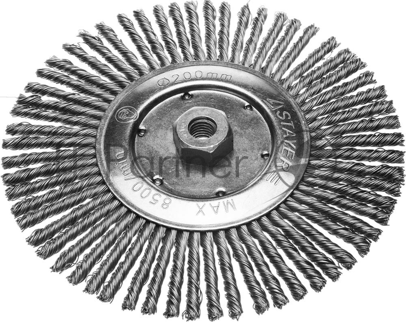Кордщетка STAYER 35192-200 дисковая для УШМ сплет в пучки стальн зак провол 0.5мм 200мм/М14