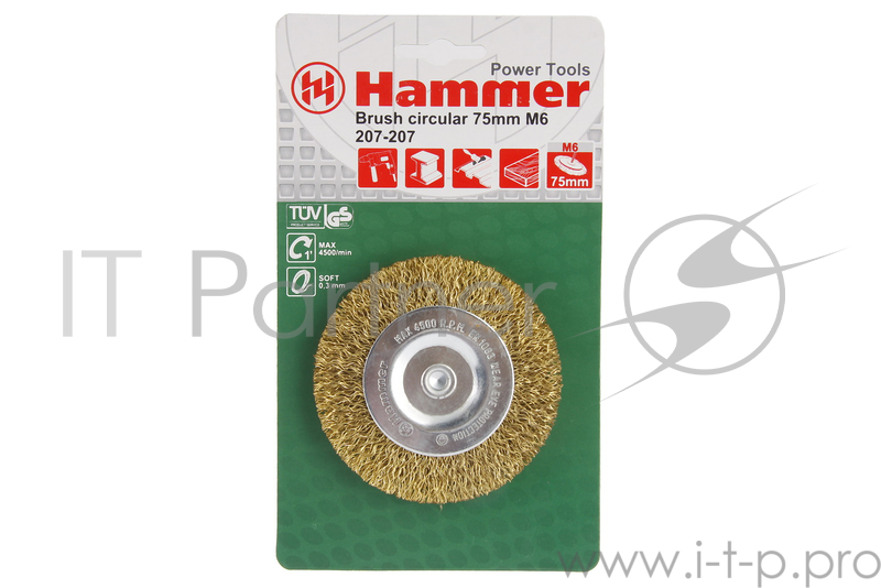 Кордщетка Hammer Flex 207-207 75мм d6 радиальная гофрированная, с хвостовиком