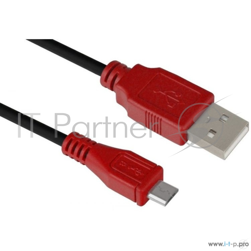 Кабель Greenconnect Кабель micro USB 2.0 1.5m черный, красные коннекторы, 28/28 AWG, AM / microB 5pin, (GCR-UA6MCB1-BB2S-1.5m), экран, армированный, морозостойкий