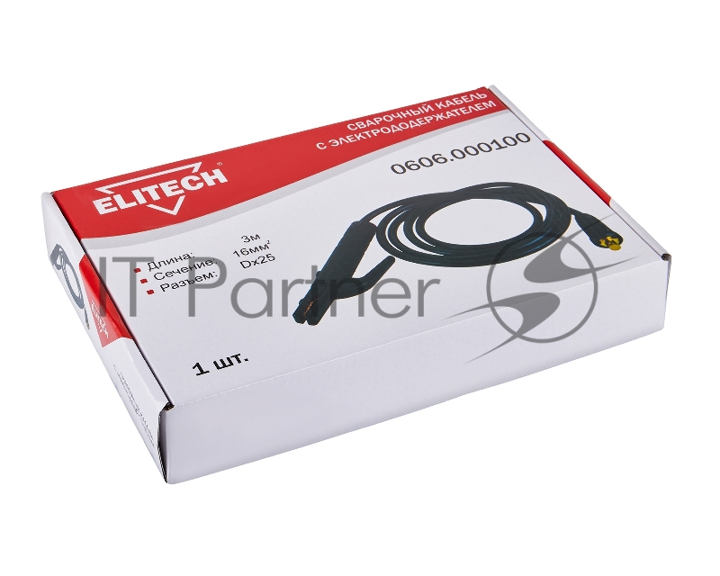 Кабель сварочный ELITECH 0606.000100 3м DX25 16кв мм электрододержатель