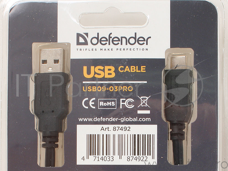 Кабель Defender USB кабель USB09-03PRO USB2.0 AM-C Type, 1.0 м (87492)