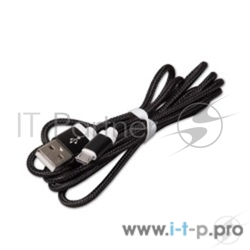Кабель RITMIX Кабель MicroUSB-USB для синхронизации/зарядки, 1.5м, ткан. опл., мет. коннекторы black (RCC-311)