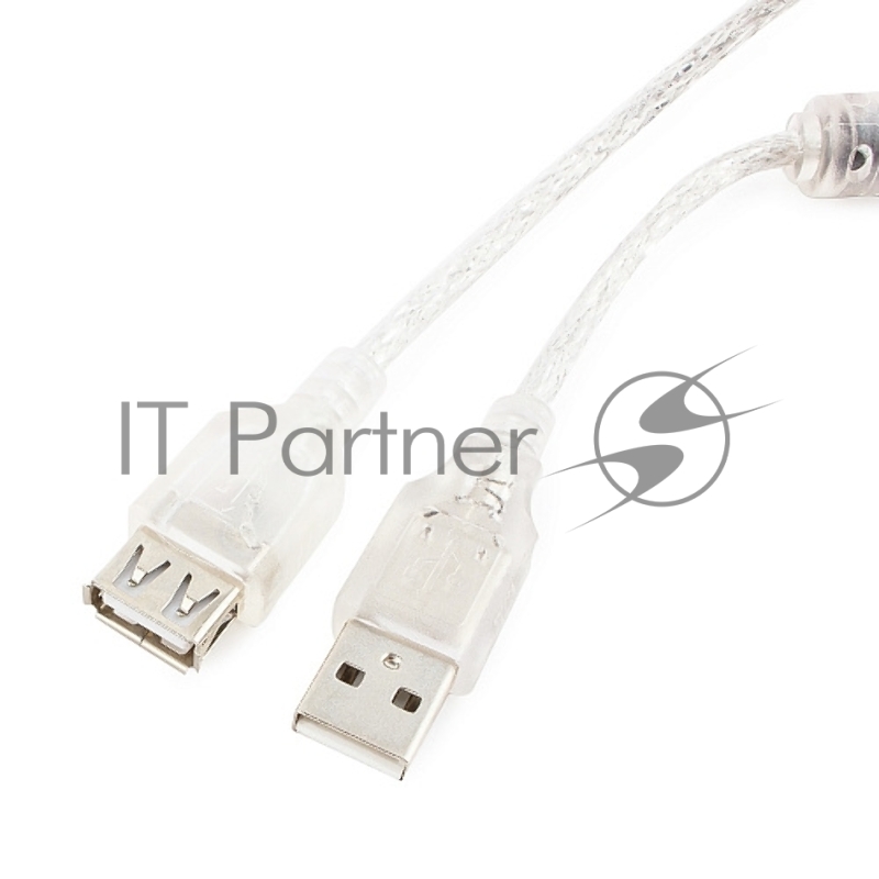 Кабель Cablexpert Кабель удлинитель USB2.0 Pro, AM/AF, 3м, экран, 2 феррит.кольца, прозрачный (CCF-USB2-AMAF-TR-10)
